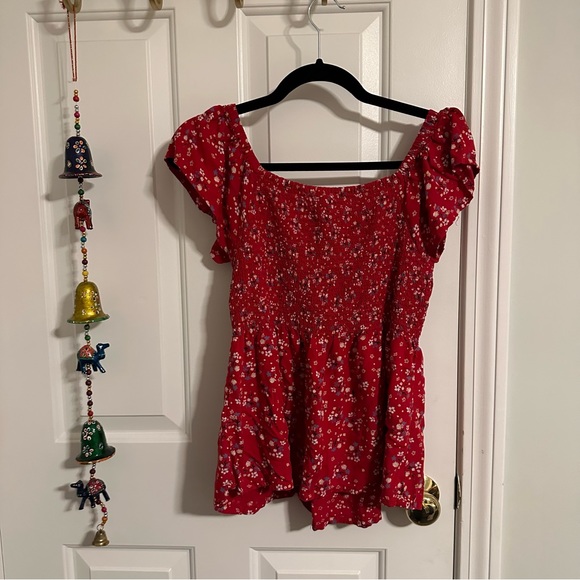 Japna- Red Floral Top, medium - Picture 5 of 5